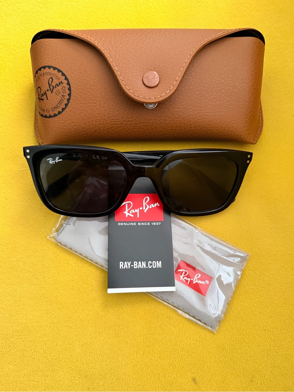 Ray-Ban Uni-Sex Black Sunglasses with Brown Case NYT